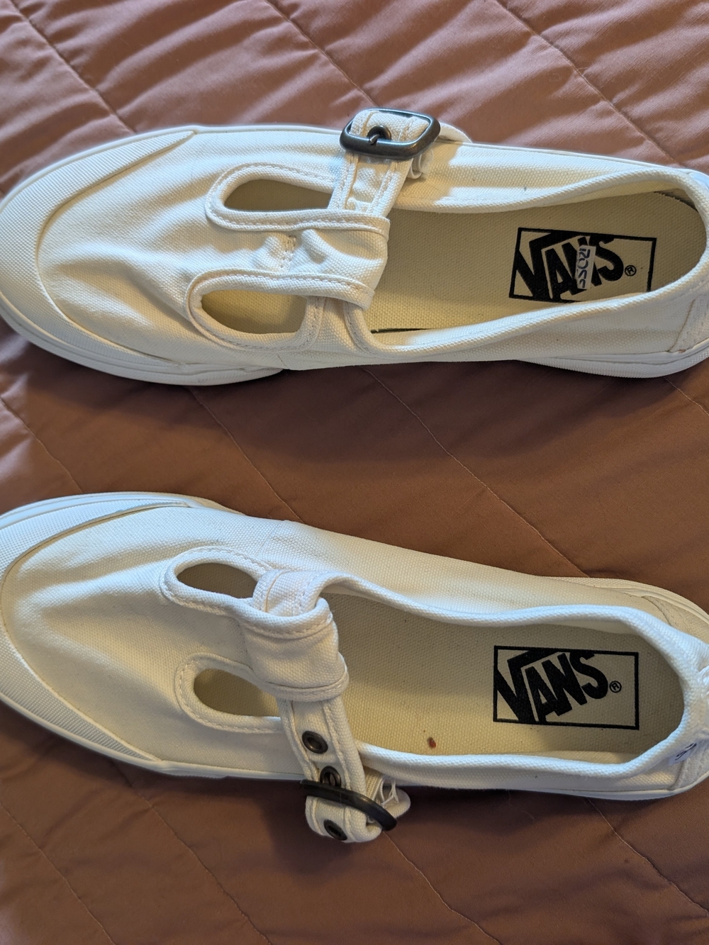 Women's Vans White Canvas Mary Jane Sneakers with Buckle